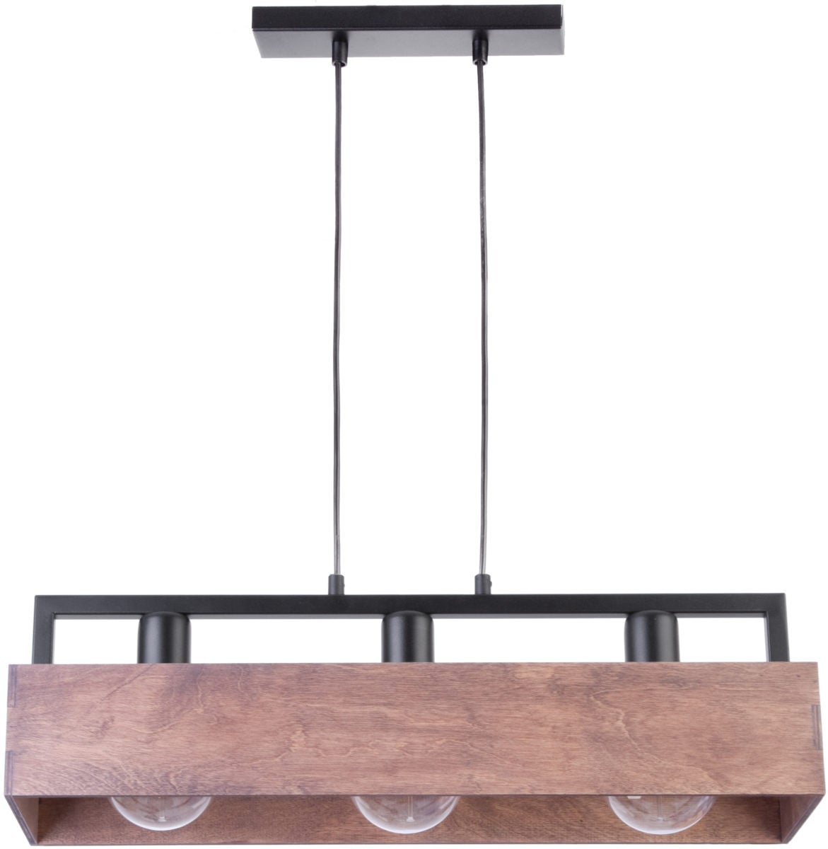 Lampa wisząca Dakota ciemne drewno-czarna 3xE27x15W dekoracyjna wym: 80 x 60 x 16 cm metal SIGMA