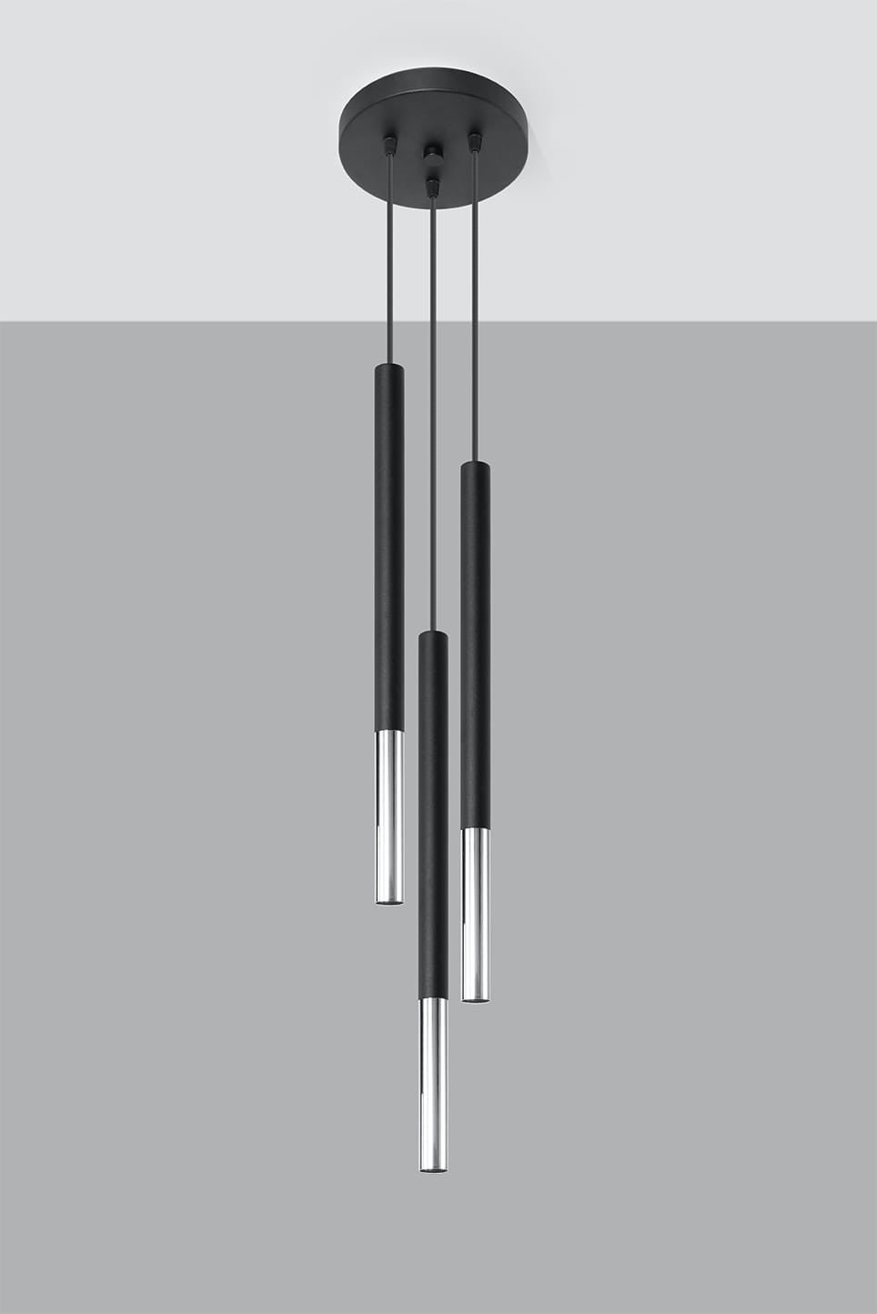 Lampa sufitowa wisząca Mozaica czarna-chromowana 3xG9x12W wym: 100 x 15 x 15 cm metal Sollux Lighting - 3