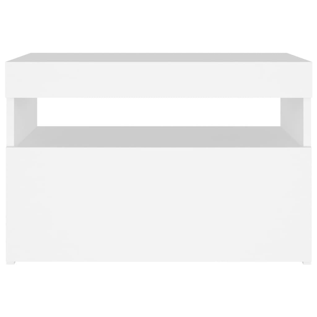 Table de chevet avec lumières LED Blanc 60x35x40 cm - 9