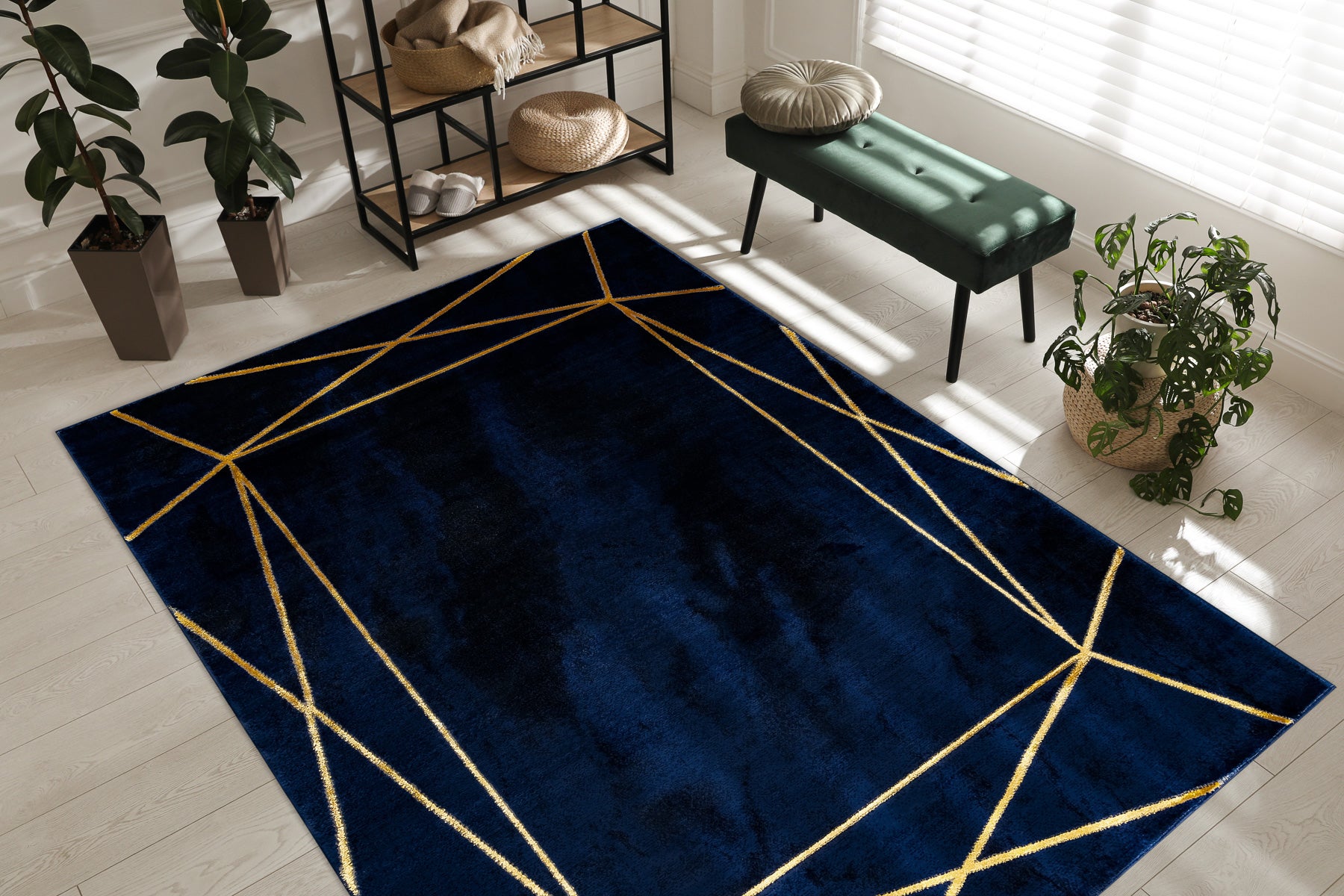 Dywan EMERALD ekskluzywny 1022 glamour, stylowy geometryczny granatowy / złoty 240x330 cm - 5