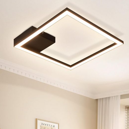 Plafoniera LED Quadrata Alpha Lights 36W, Colore Nero, Design Ultra Sottile - Luce Diurna Per Interni, IP44