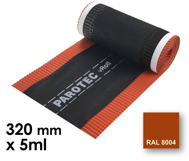 Closoir de faîtage tout aluminium 400 mm X 10 ml ROUGE souple ventilé - Ral 8004