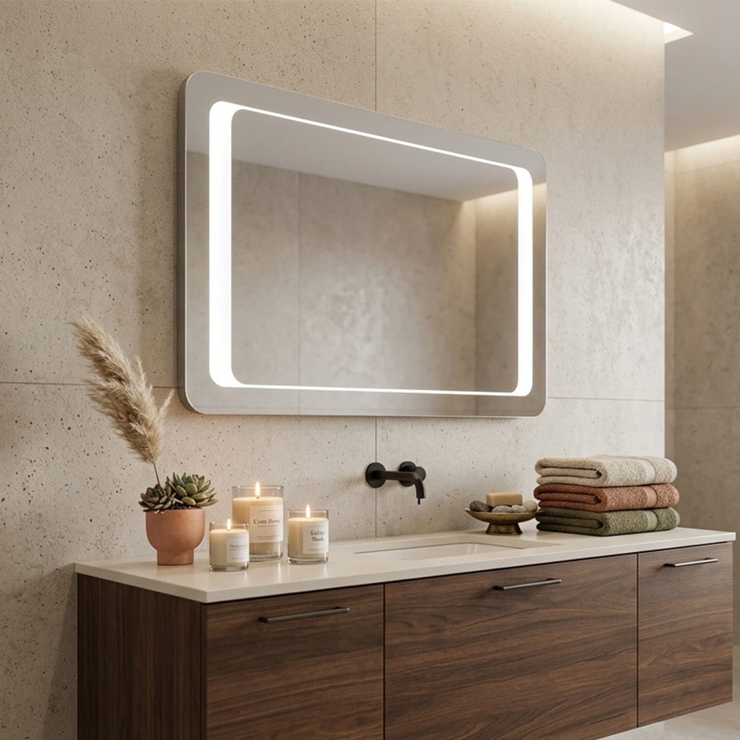 Espejo con chorreado frontal retroiluminado con led 90x60