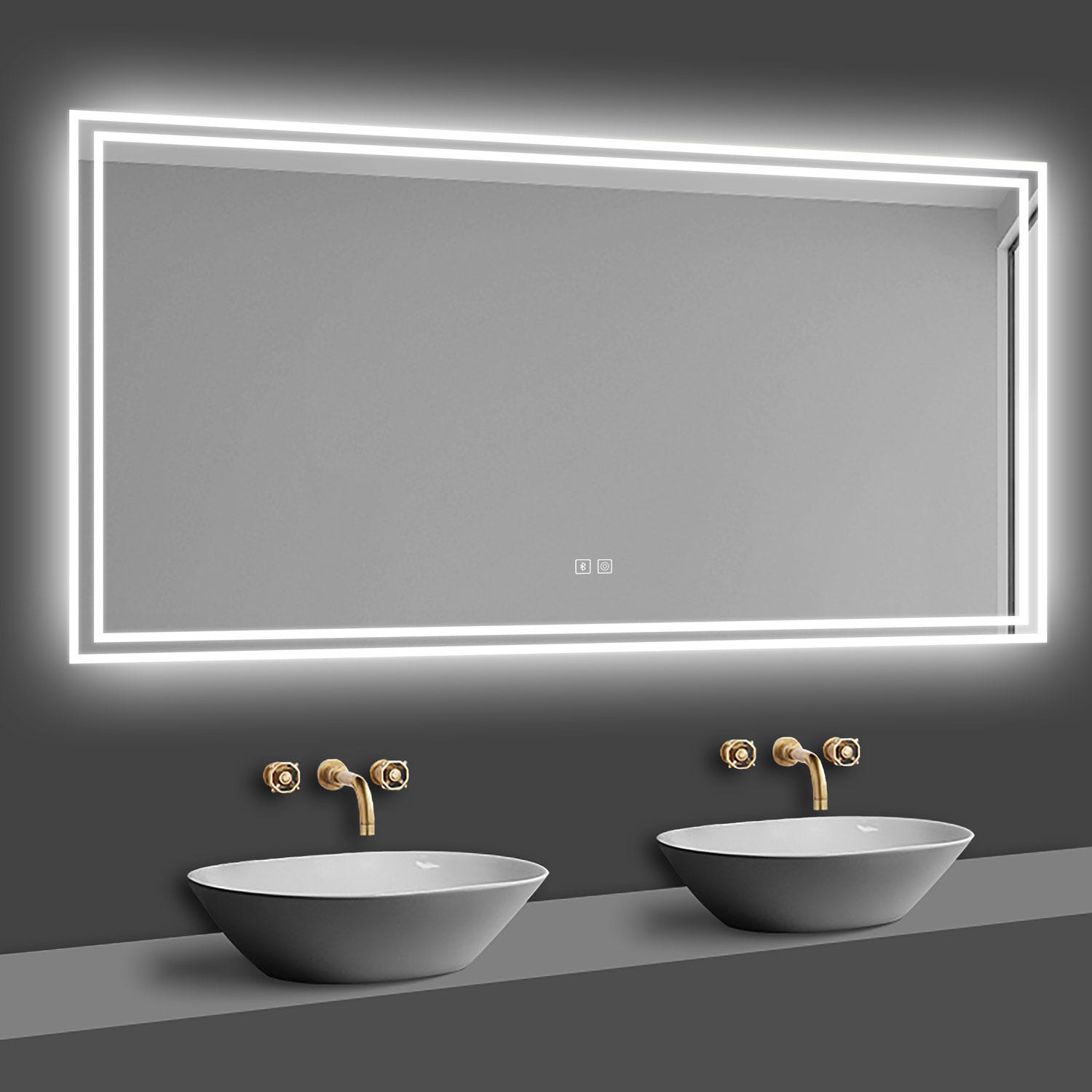 SIRHONA Miroir LED Salle De Bain Avec éclairage, Miroir Lumineux Salle De Bain Anti Buee 100x60cm 86617364 SIRHONA Miroir LED Salle De Bain Avec éclairage, Miroir Lumineux Salle De Bain Anti Buee 100x60cm 86617364