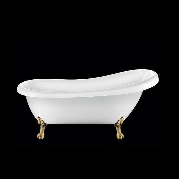 Baignoire sur pieds rétro RICHMOND Blanche 171 cm Pieds de Lion Dorés