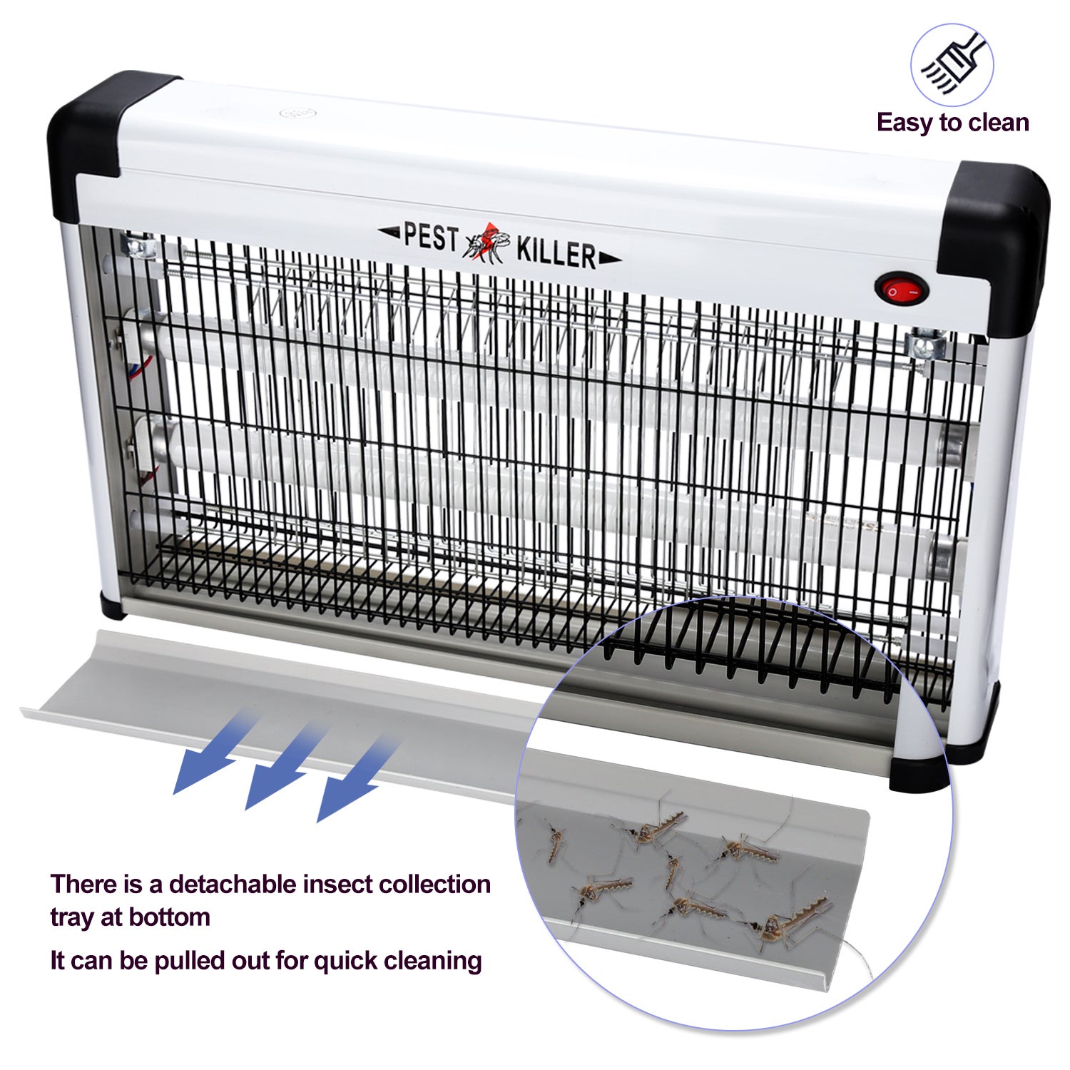 40W Lampada UV antizanzare anti-insetti elettrica ammazzamosche con catena di sospensione - 6