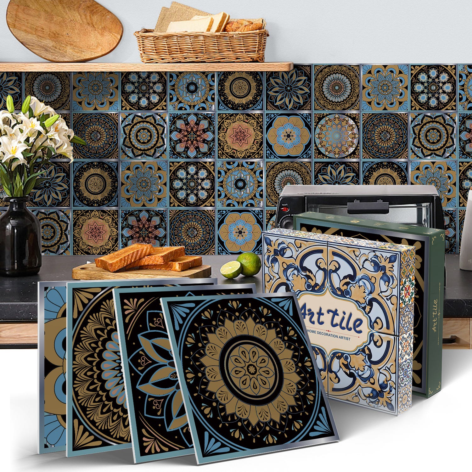 Piastrelle Autoadesive In Vinile, Colore Argento, Nero, Bianco, In - Foto 8