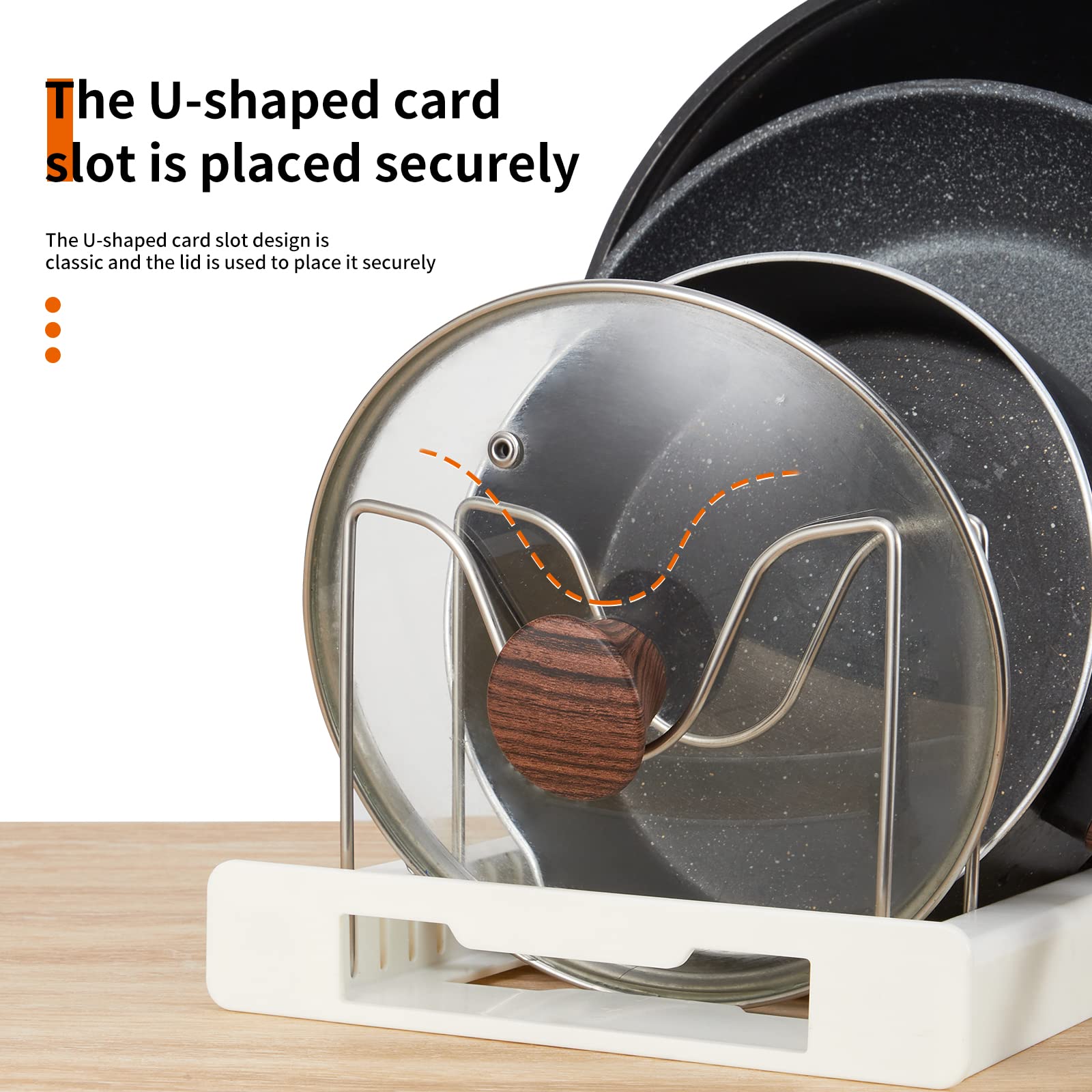 Pot extensible, organisateur de casseroles, organisateurs de couvercles de casseroles, séparateurs réglables en acier inoxydable - 3