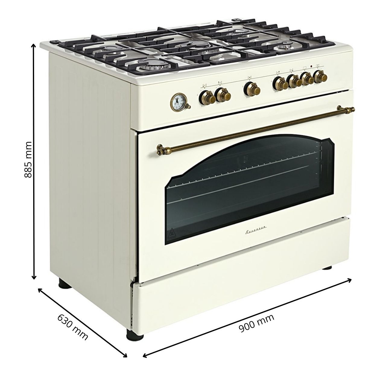 Ravanson Cuisinière Gaz/Électrique KWGE-90ARC Rétro Crème - 3