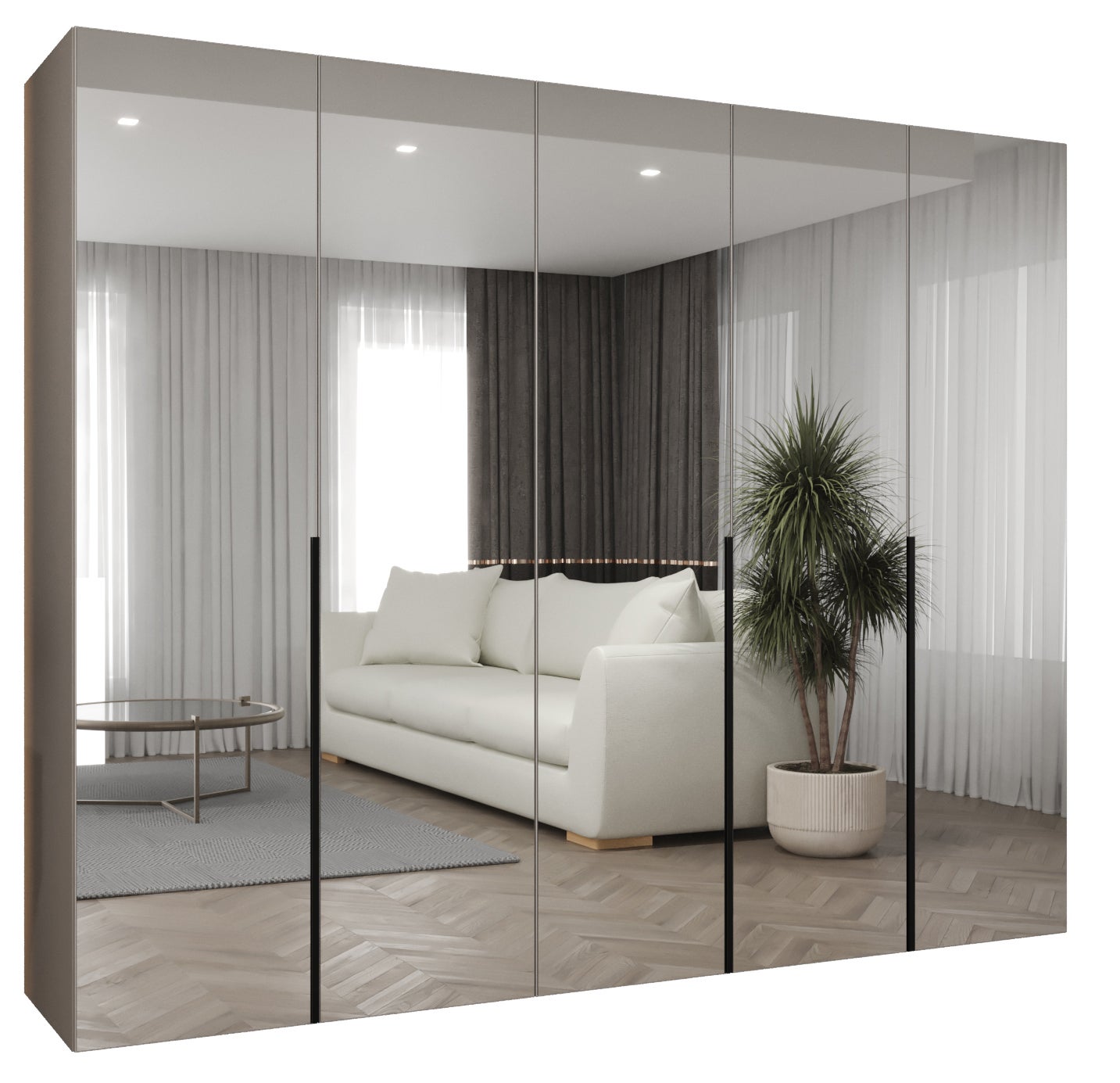 Szafa uchylna otwierana Alicante 3 250 x 52 x 202 cm kaszmir + u. czarny Abiks Meble