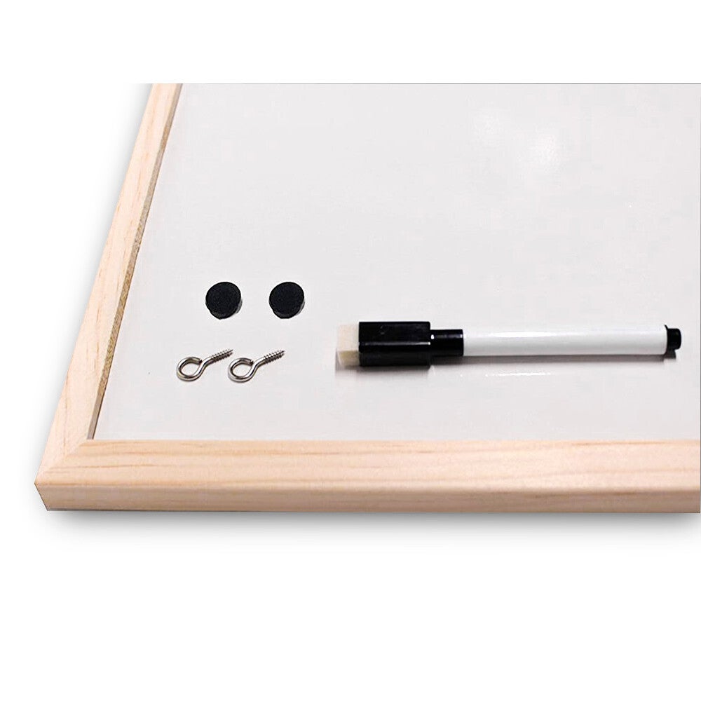 Q-connect tableau blanc mélaminé cadre bois lisse lavable - Accessoires fixation mur - 90x60cm - Blanc - 5