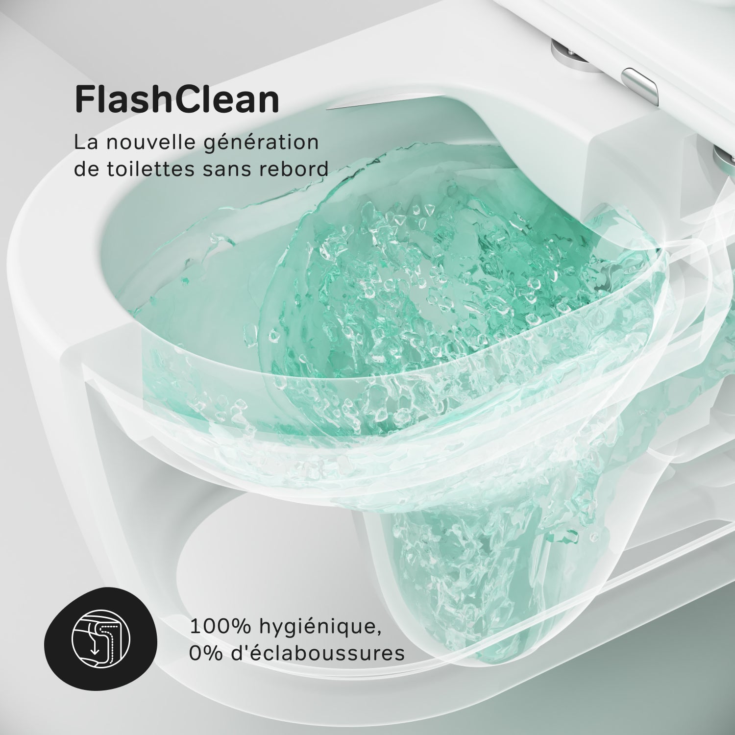 WC Suspendu en céramique sans bride Cuvette Toilette WC suspendu sans bord FlashClean abattant amovible frein de chute Softclosing Blanc AM.PM Func - 4