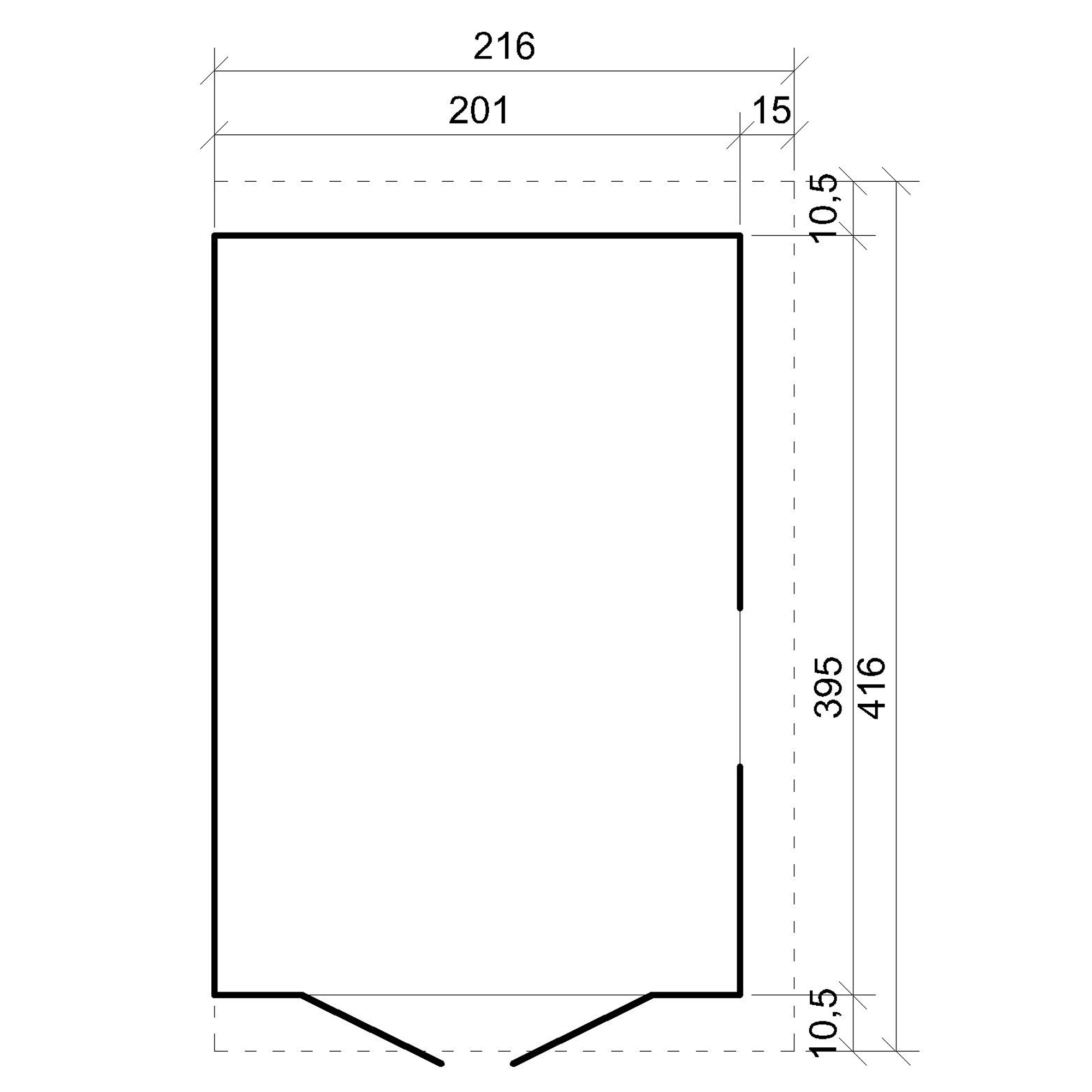 Abri de Jardin en Bois Naturel (sans paroi latérale) PLUS LES PLANCHERS IMPRÉGNÉ- H243x216x416 cm - TIMBELA M340+M340G - 4
