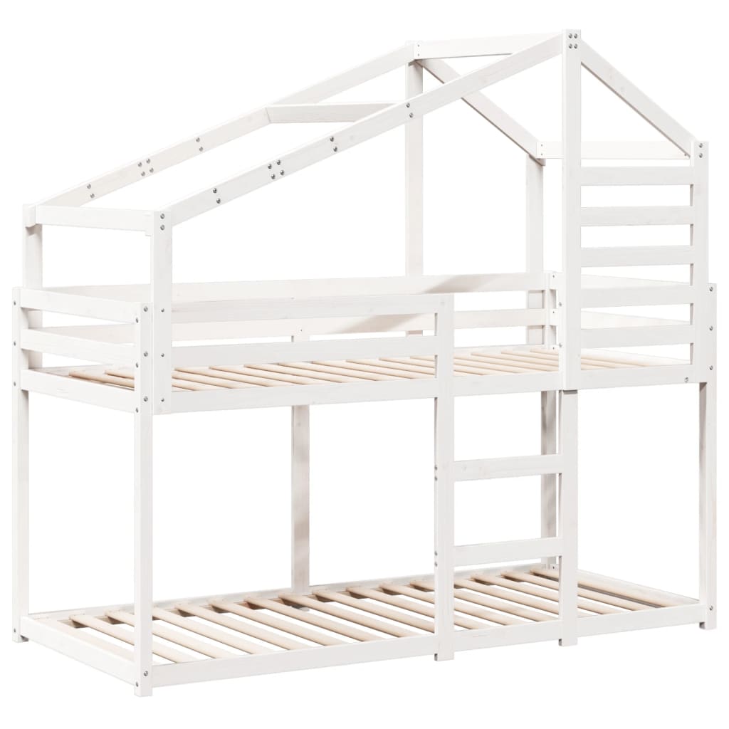 Lit superposé avec toit blanc 75x190 cm bois massif de pin - 3