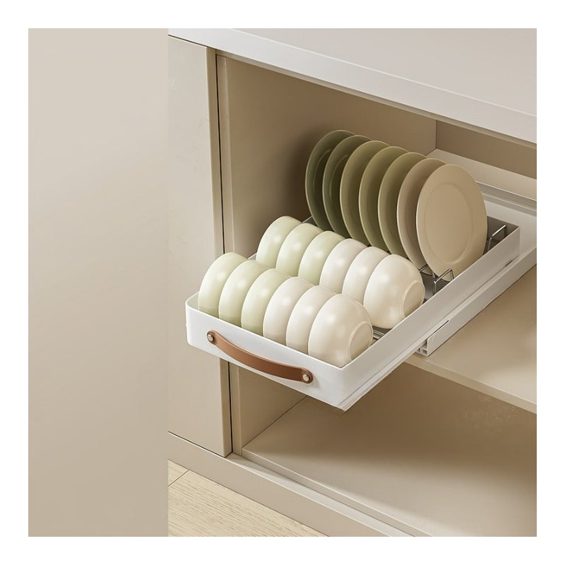 Kosz kuchenny do szuflady, półka do przechowywania przypraw i naczyń, wysuwany organizer, biały stojak na naczynia, 30*48 cm