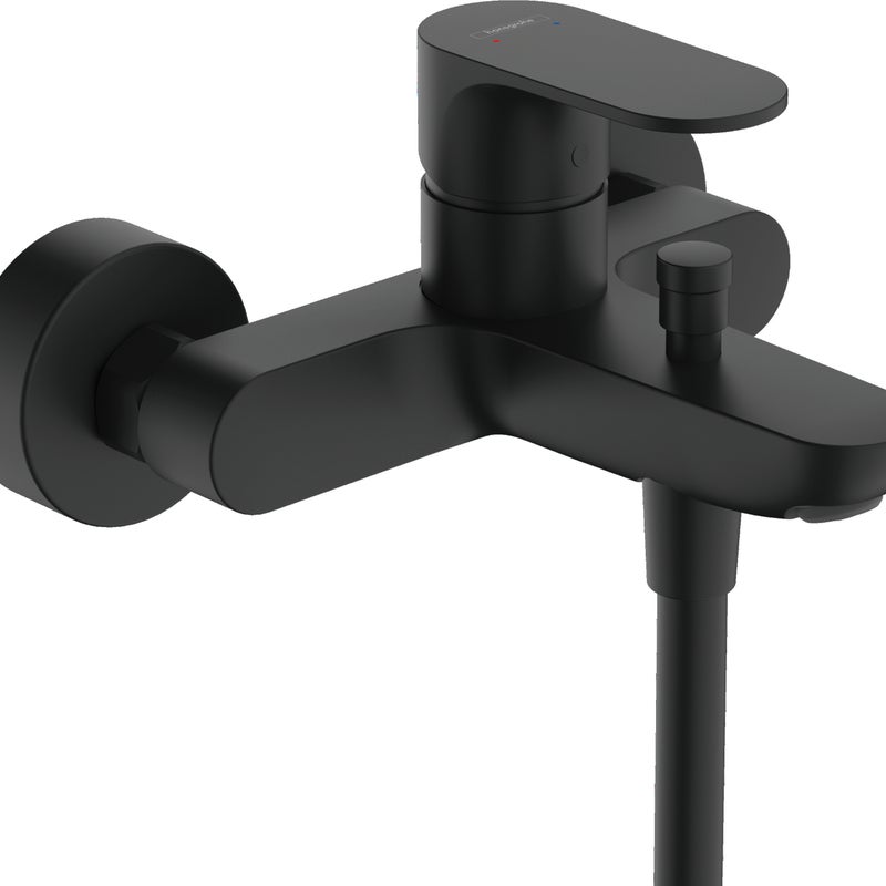 Jednouchwytowa bateria Hansgrohe wannowa do montażu natynkowego Rebris S czarny matowy