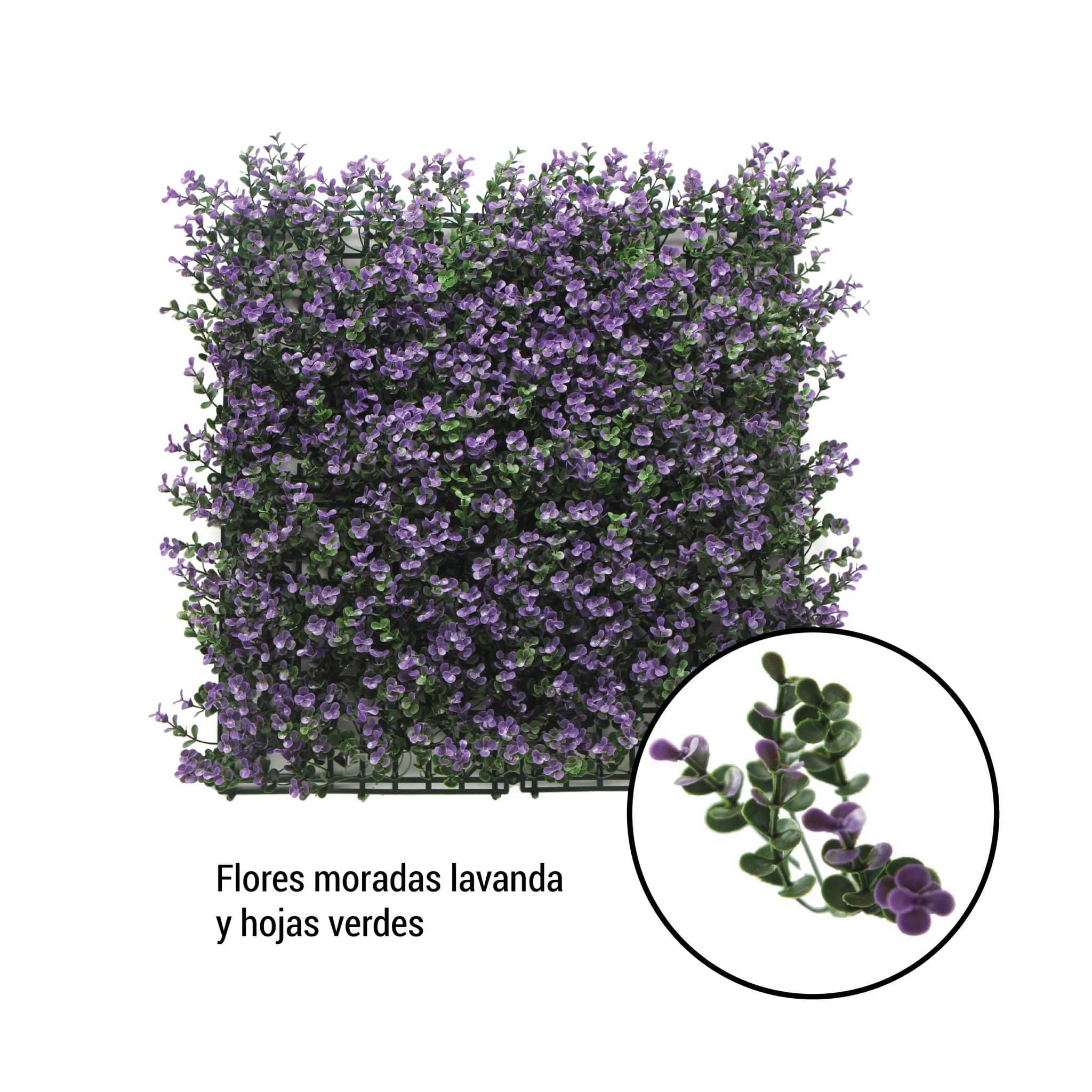 Bonerva | Jardín Vertical Artificial Lavanda | Pack 1m² (4 piezas 50x50cm)| Planta artificial decoración oficina, hotel, restaurante - 4