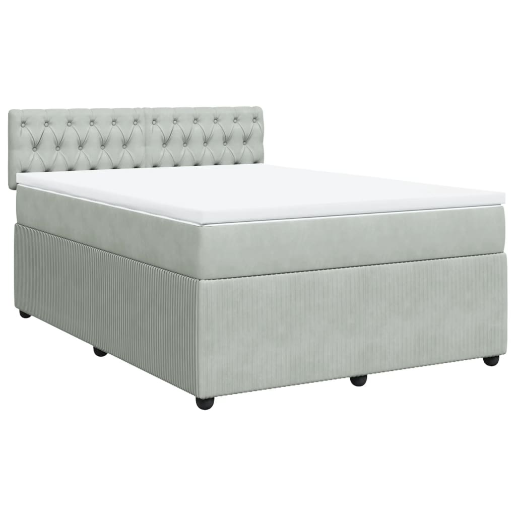 Cama box spring con colchón terciopelo gris claro 140x200 cm | Leroy Merlin