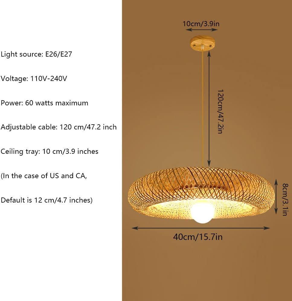 Lampada a sospensione , Lampadario in bambù intrecciato fatto a mano