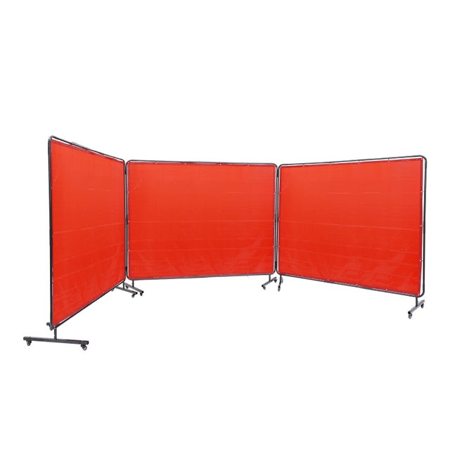 Écran de soudage 6'x8',SucceBuy protection vinyle ignifuge à 3 panneaux,12 roues pivotantes (6 verrouillables),mobile pour atelier professionnel