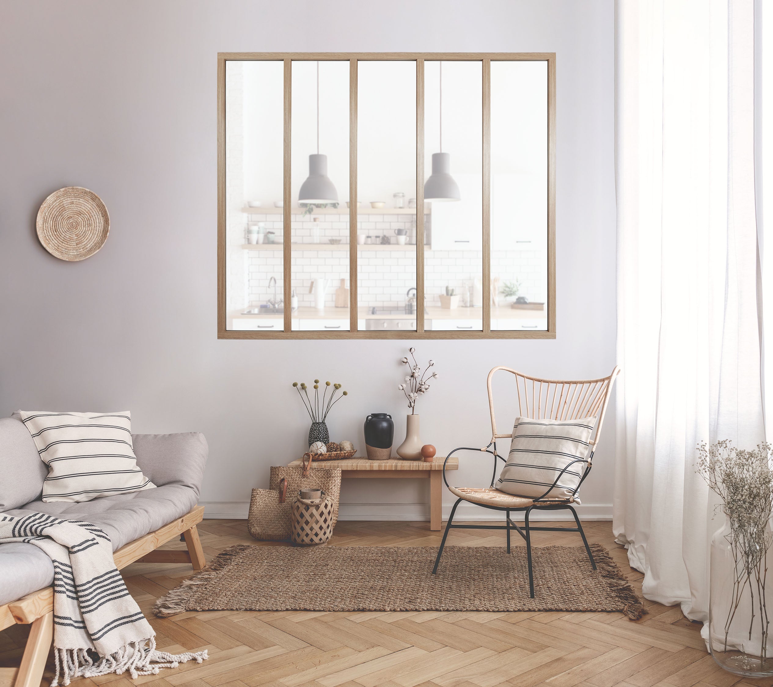 Verrière intérieur ATELIER ARTISTE KIT ATELIER Bois H 130cm 5 vitrages ...