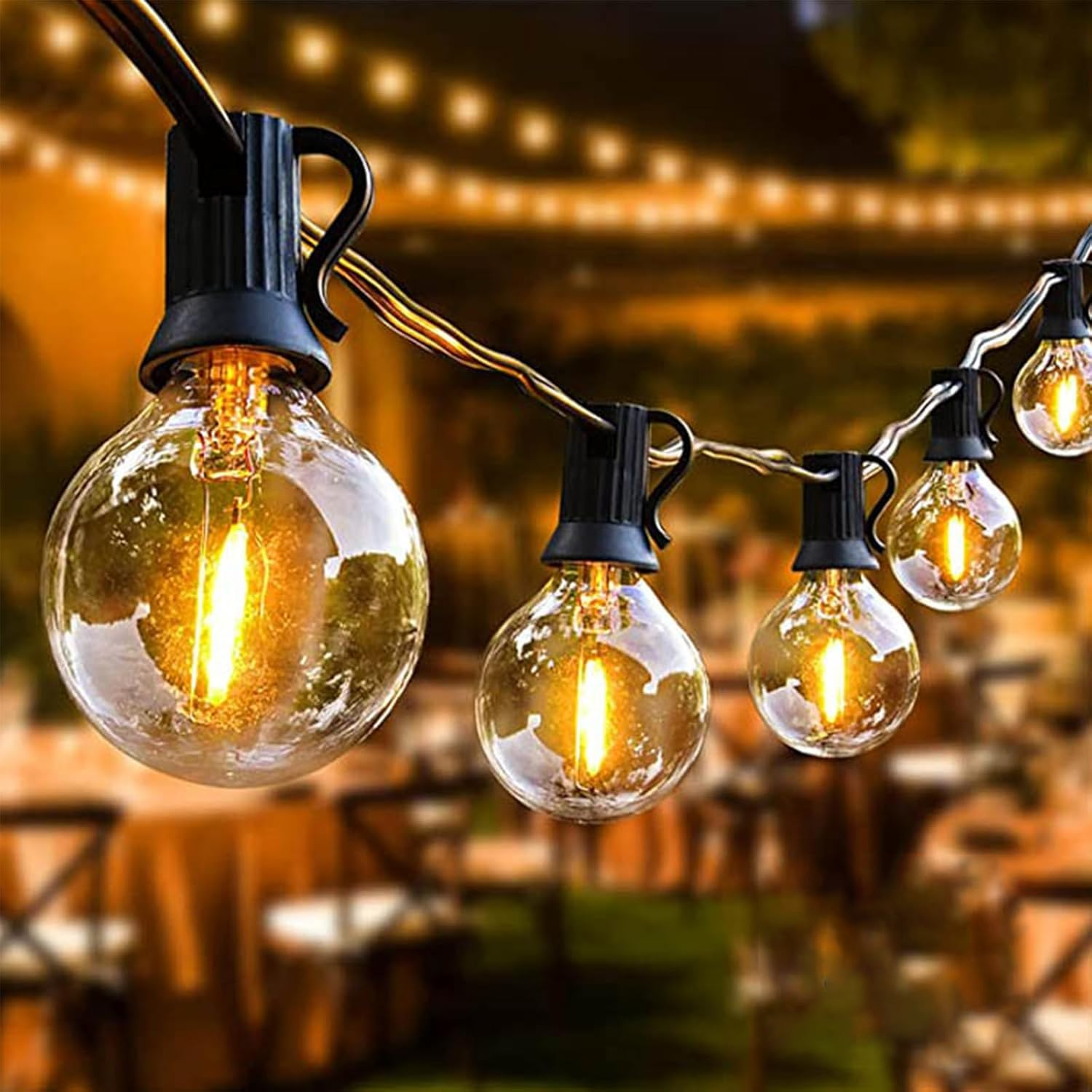 Guirlande lumineuse d'extérieur de 9,1 m, Éclairage de jardin avec 30 ampoules LED et 1 ampoule LED, Guirlande lumineuse étanche IP44, lumière chaude - 2