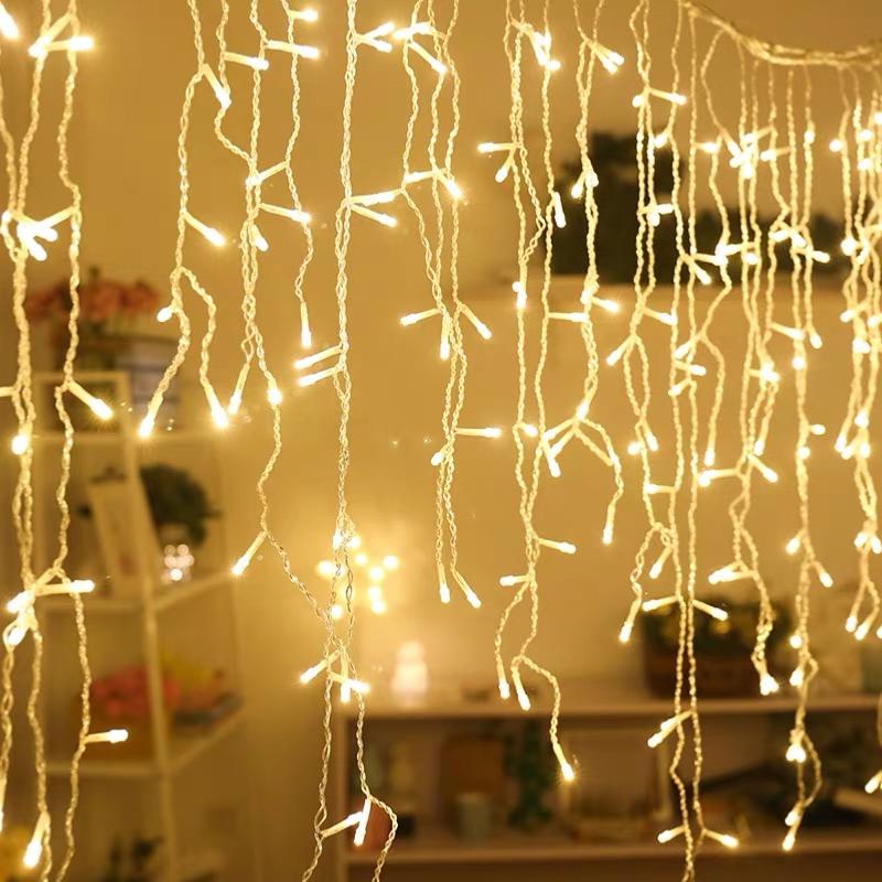 Kurtyna świetlna 120LED IP44 2M - przezroczysty kabel - Biały Ciepły 2300K - 3500K - SILUMEN