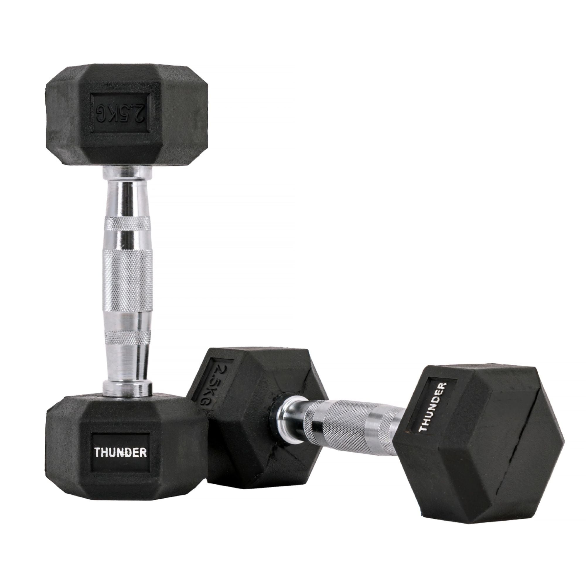 Hantla hexagonalna 2,5 kg THUNDER HEXAGONAL-DUMBBELLS-2,5KG gumowana stalowa profesjonalna