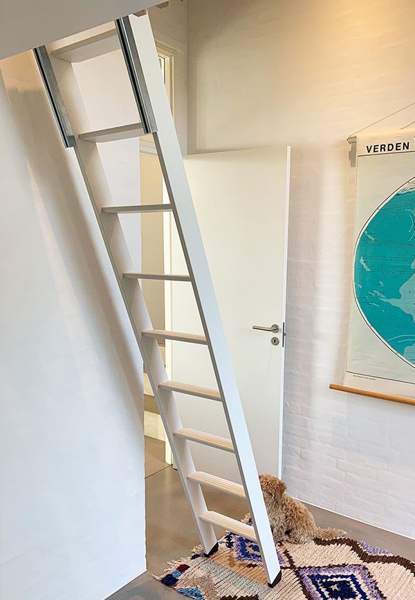 Echelle de meunier rabattable Blanc RAL 9010 10 marches - Hauteur de sol à sol 2,37m - EC-MEZZ-RAB-B-10 - 5