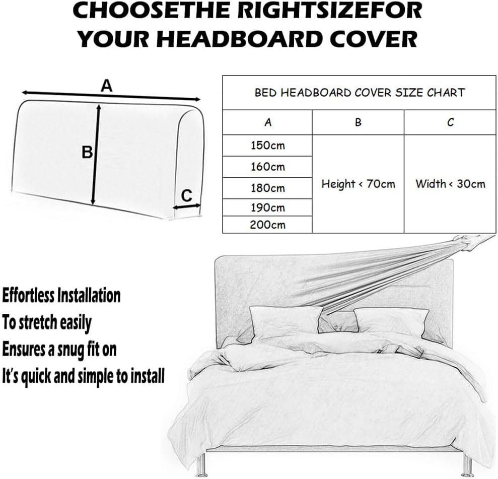Housse Tete de Lit Extensible, Housse de Protection Tête de Lit Couleur Unie Nordique, Housse Tete de Lit, Housse de Tête de Lit pour Lits Simples Dou - 2