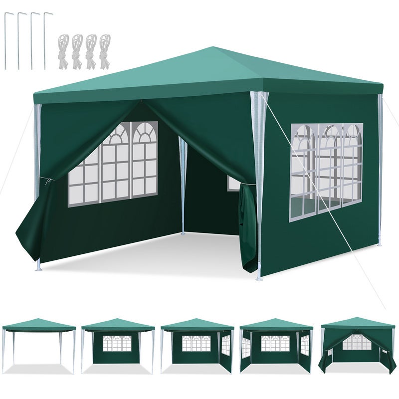 Gazebo 3x3 Gazebo Da Giardino, Impermeabile, Da 3 X 6 M, Con Protezione Uv Tenda Da Giardino Con 6 Pannelli Laterali E Finestre Stabile Per Esterni Giardino Feste Matrimoni Gazebo Per Feste In Giardino - 2