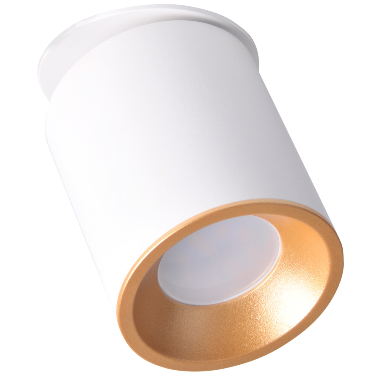 Oprawa sufitowa wpuszczana podtynkowa Haron biała ze złotym środkiem 1xGU10x10W okrągła ruchoma IP20 wym: 14,4 x 8,2 x 8,2 cm aluminium Polux