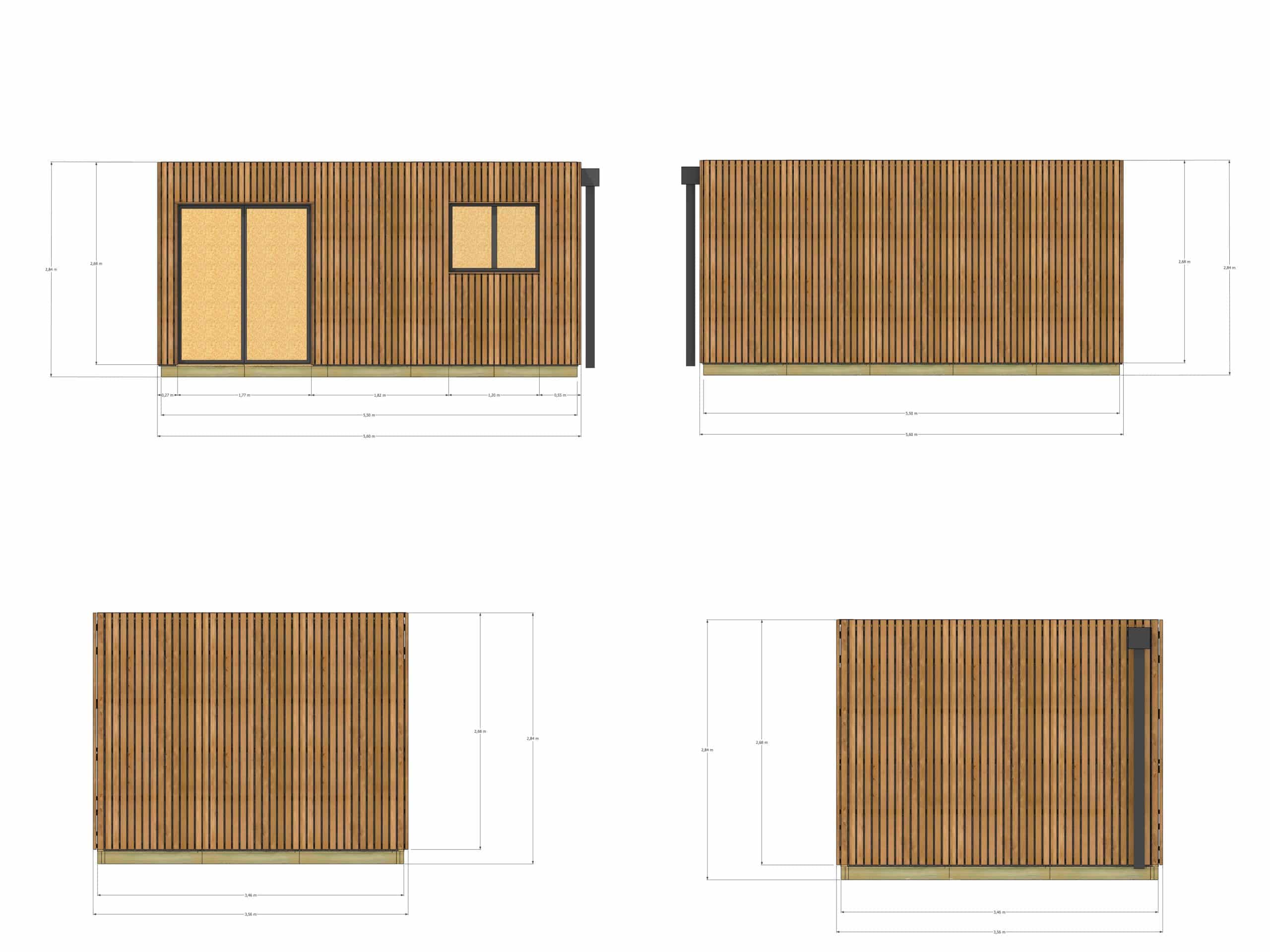 Studio de jardin sans permis en bois 5,5 x 3,5 x 2,7 m avec plancher isolé - 4