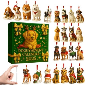 Calendario De Adviento Corgi 2025 Con 24 Adornos Acrílicos De Perros, Colgantes Para árbol O Bolso, Cuenta Atrás Navideña
