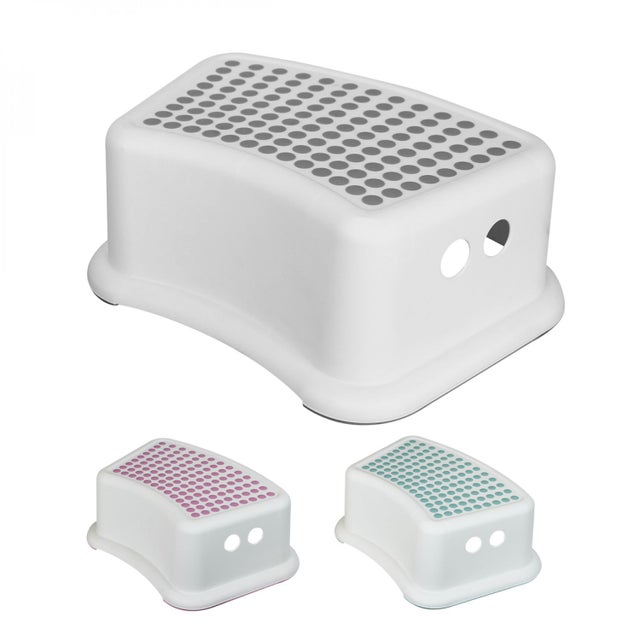 Marchepied antidérapant 13 cm en plastique - Blanc et Gris - Monsieur Bébé