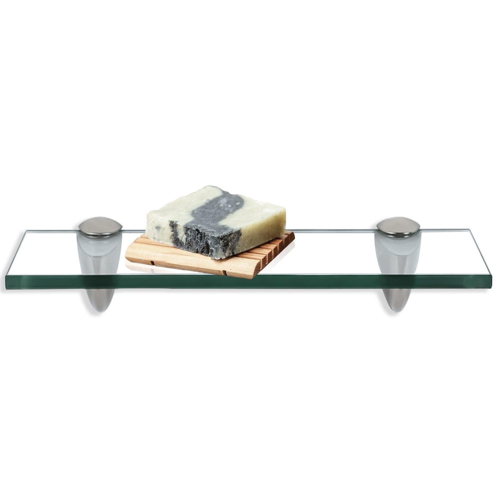 Półka ścienna | Panele półkowe przezroczyste szkło 30 x 10 cm do kuchni i łazienek 2 szt.