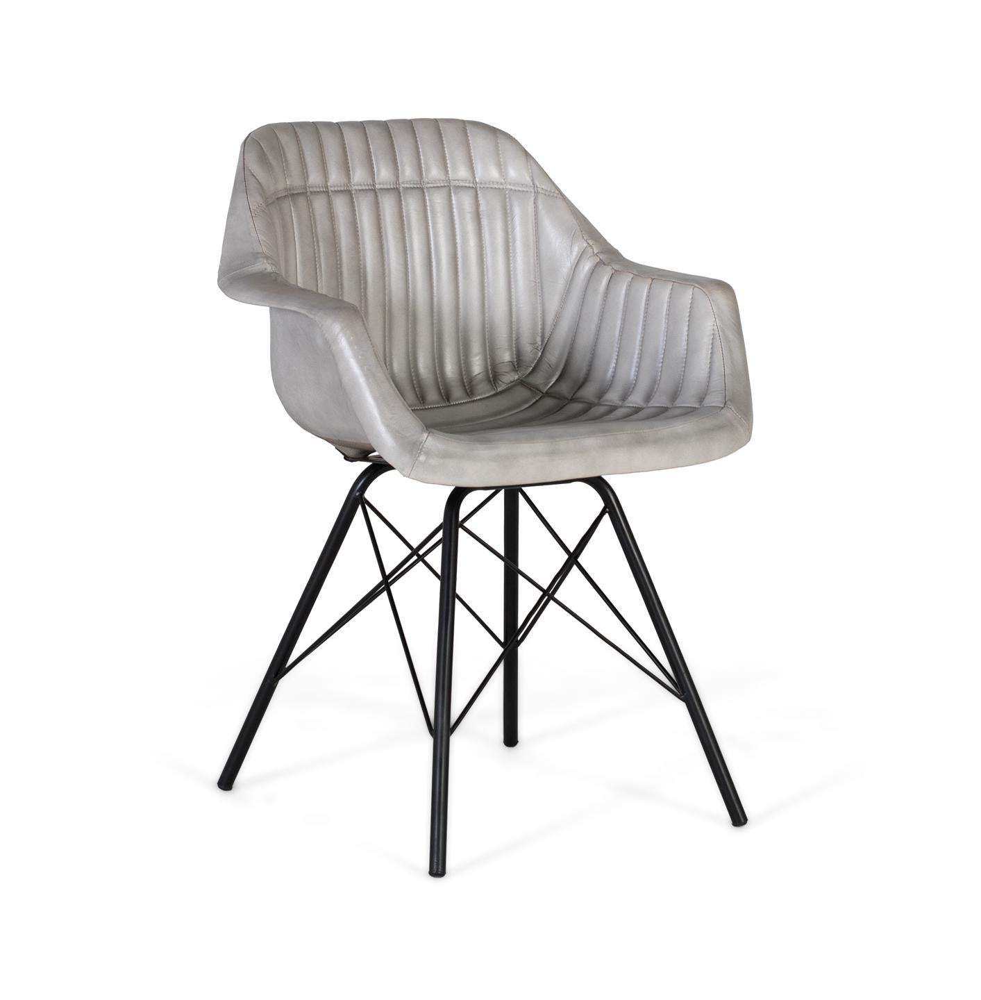Fotel skórzany 61 cm w stylu industrialnym - 84x61x52 GYC