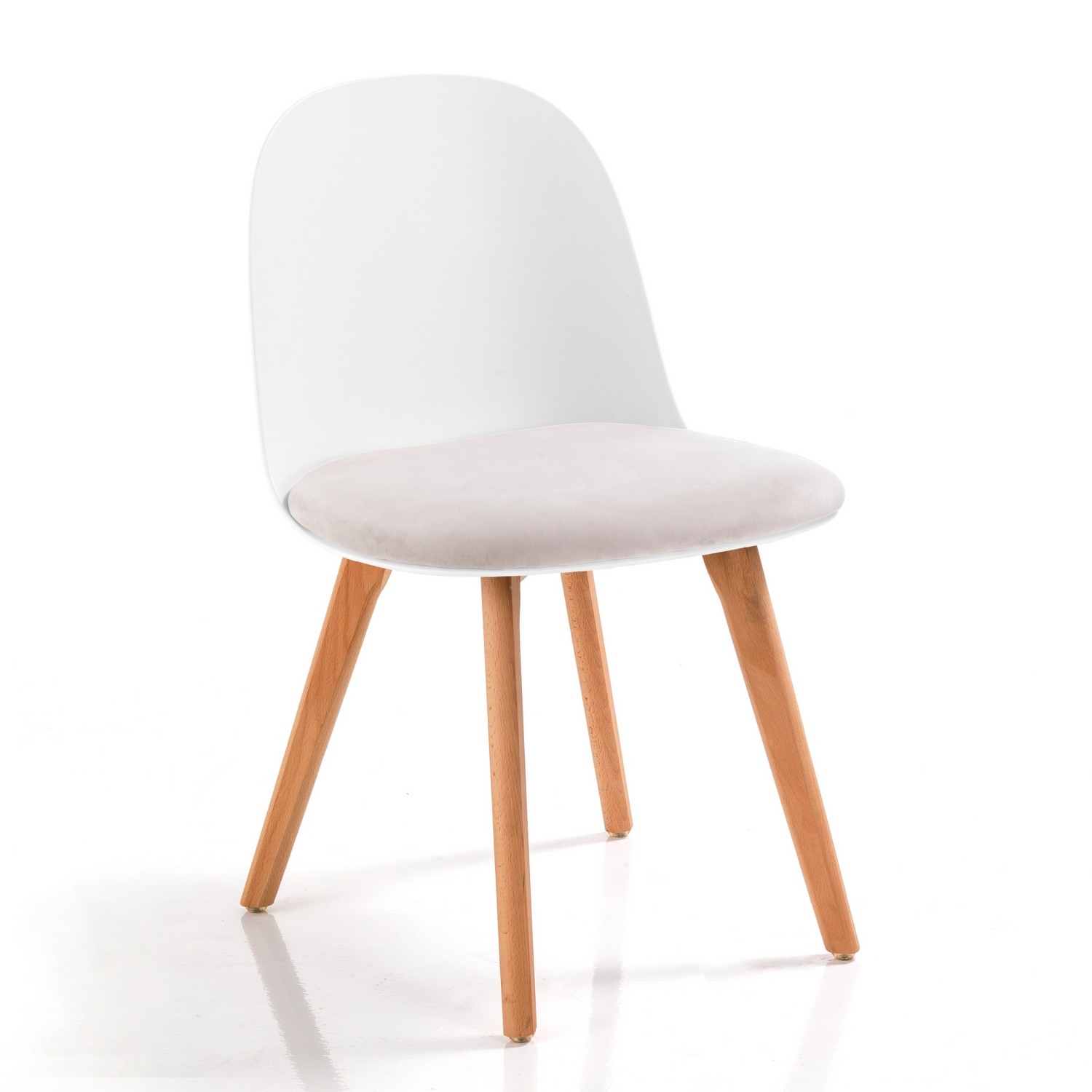 Zestaw 4 krzeseł JADE WOOD WHITE – biały polipropylen, drewno dębowe, do wnętrz