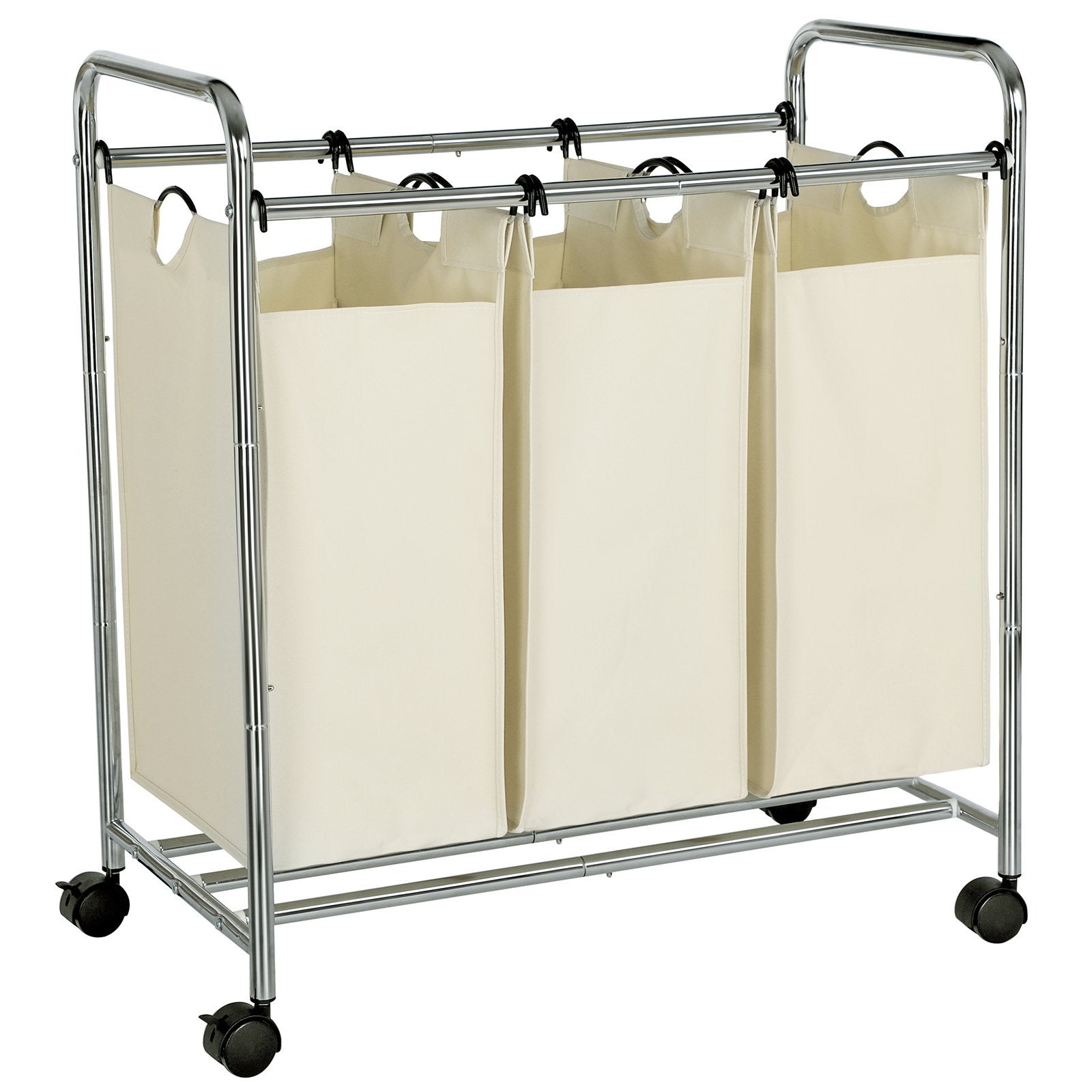 Cesto para ropa sucia con 3 compartimentos y ruedas - carrito de ...