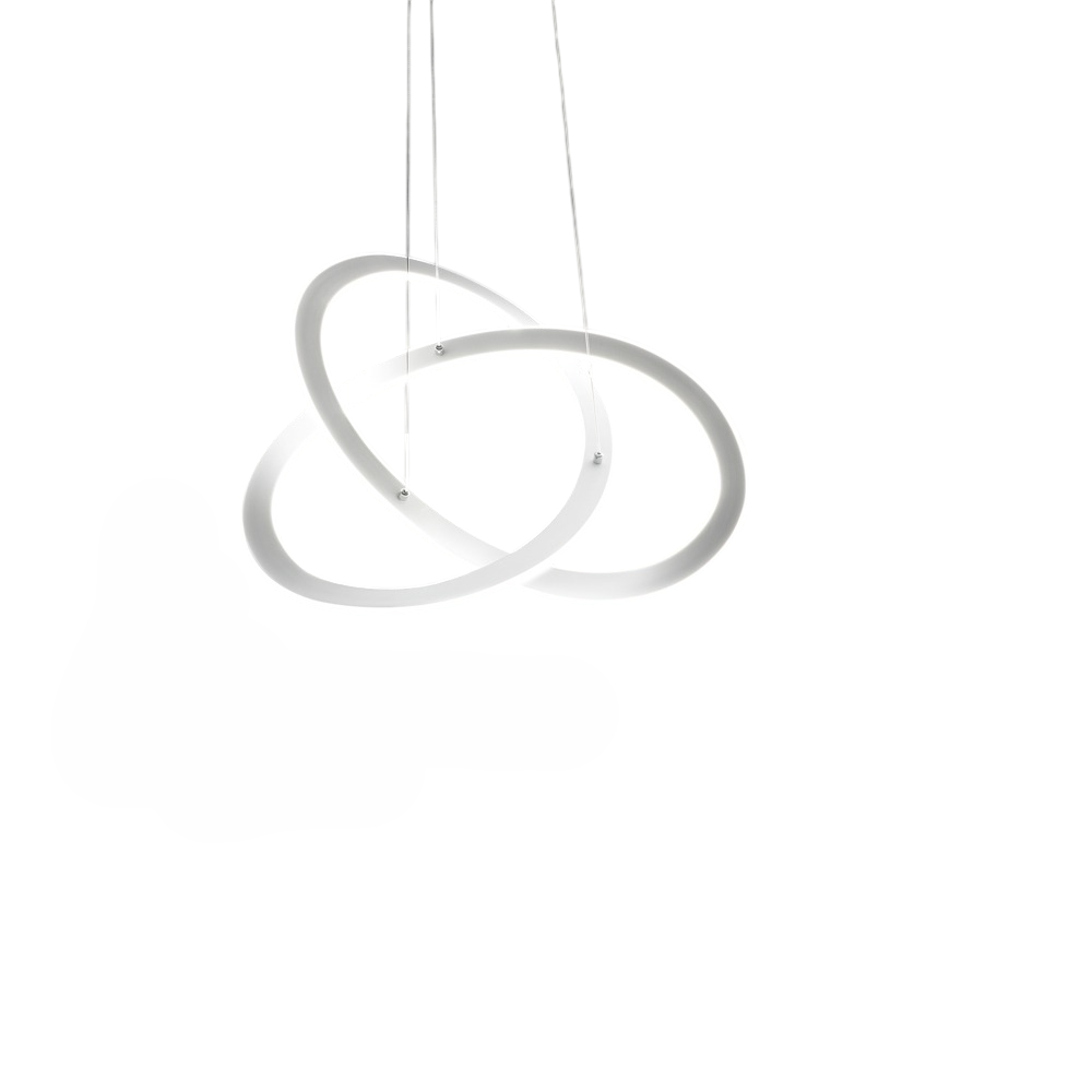 Gea Luce  Lámpara De Araña Led Moderna Yara 40W Suspensión Regulable 4000K Luz Cálida, Diseño Aros De Aluminio 57X120cm, 1900Lm, Led Integrado Ip20 Blanco Aluminio, Leroy Merlin