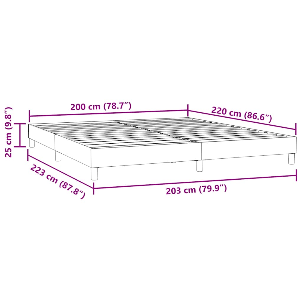 Cadre de lit sans matelas velours gris foncé 200x220cm - 3