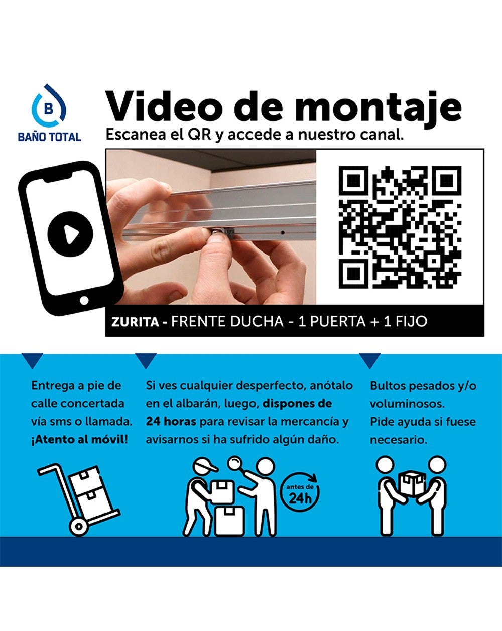 Mampara Ducha Frontal Corredera 1 Puerta 1 Fijo | Alto 190cm Serigrafía | Cromo Brillo 100cm (Adaptable 98-102cm) - 8