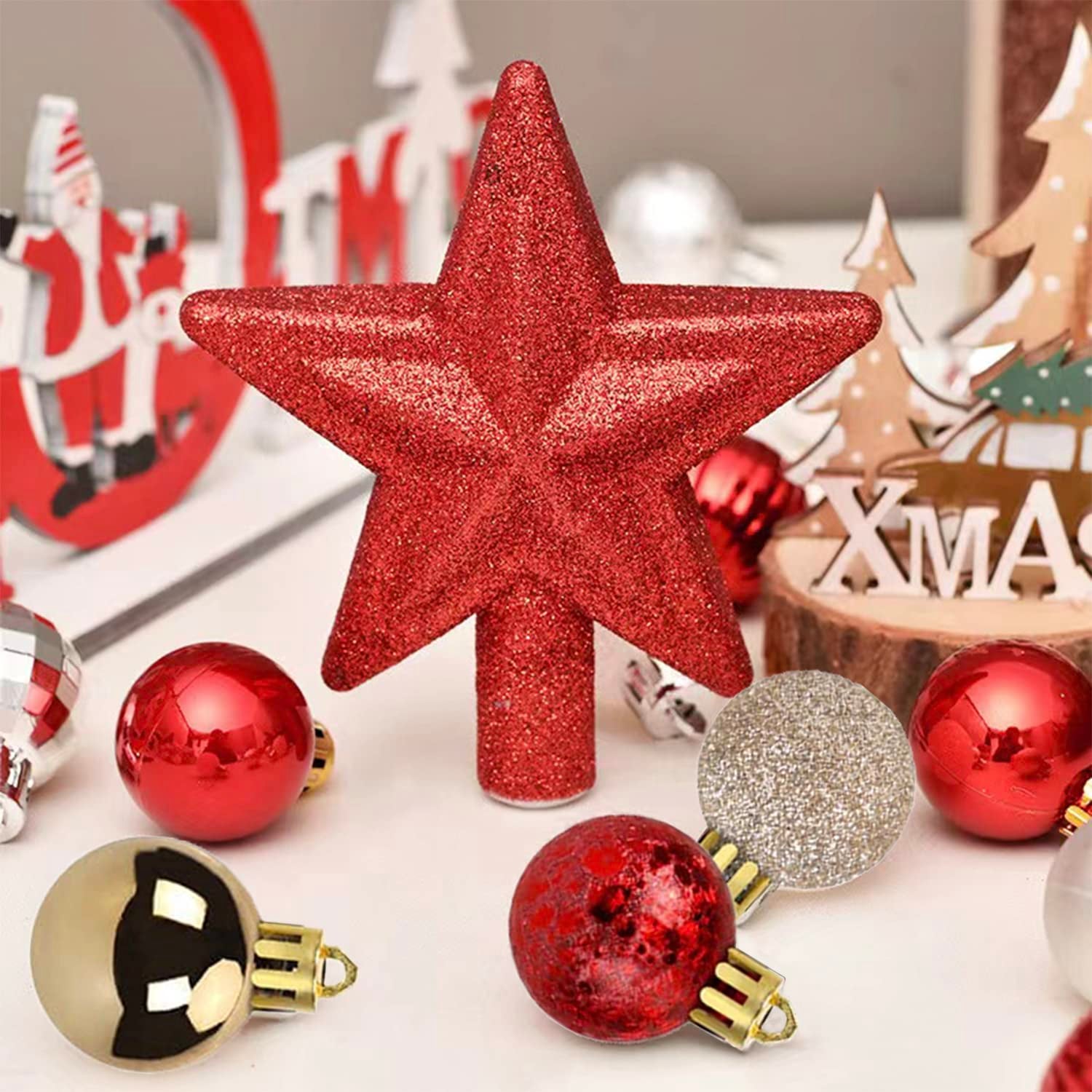 30 Pièces Boules de Noël avec Cintre, Boules de Noël pour Sapin de Noël, Ensemble de Décoration de Sapin de Noël de Table - 4