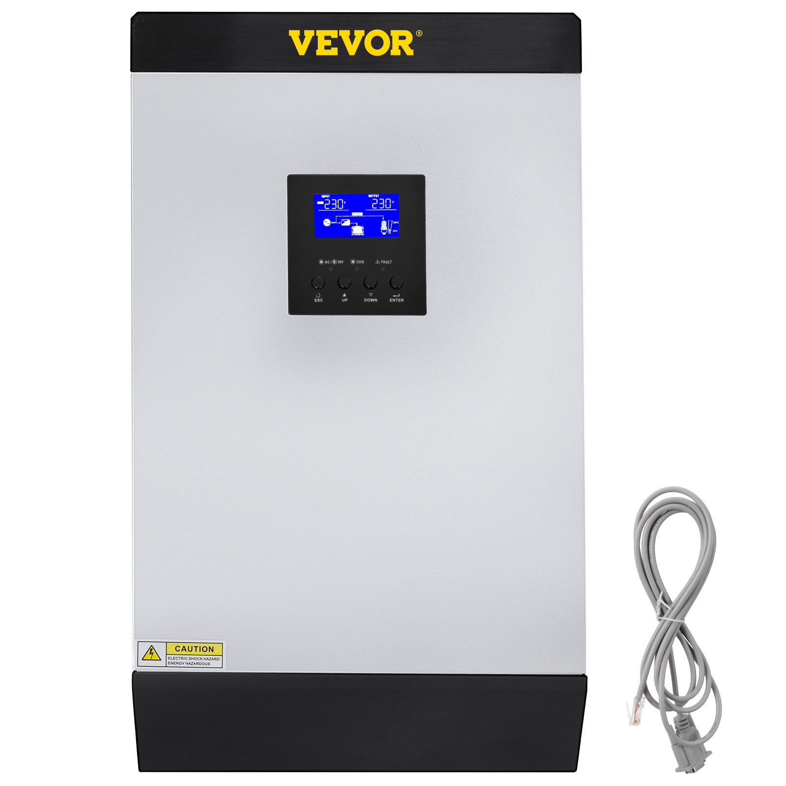 Onduleur Solaire Hybride VEVOR 5000VA DC 48V AC 230V Convertisseur Pur Sinus LCD avec Chargeur Secteur Contrôleur Solaire MPPT pour Appareil à Moteur - 8