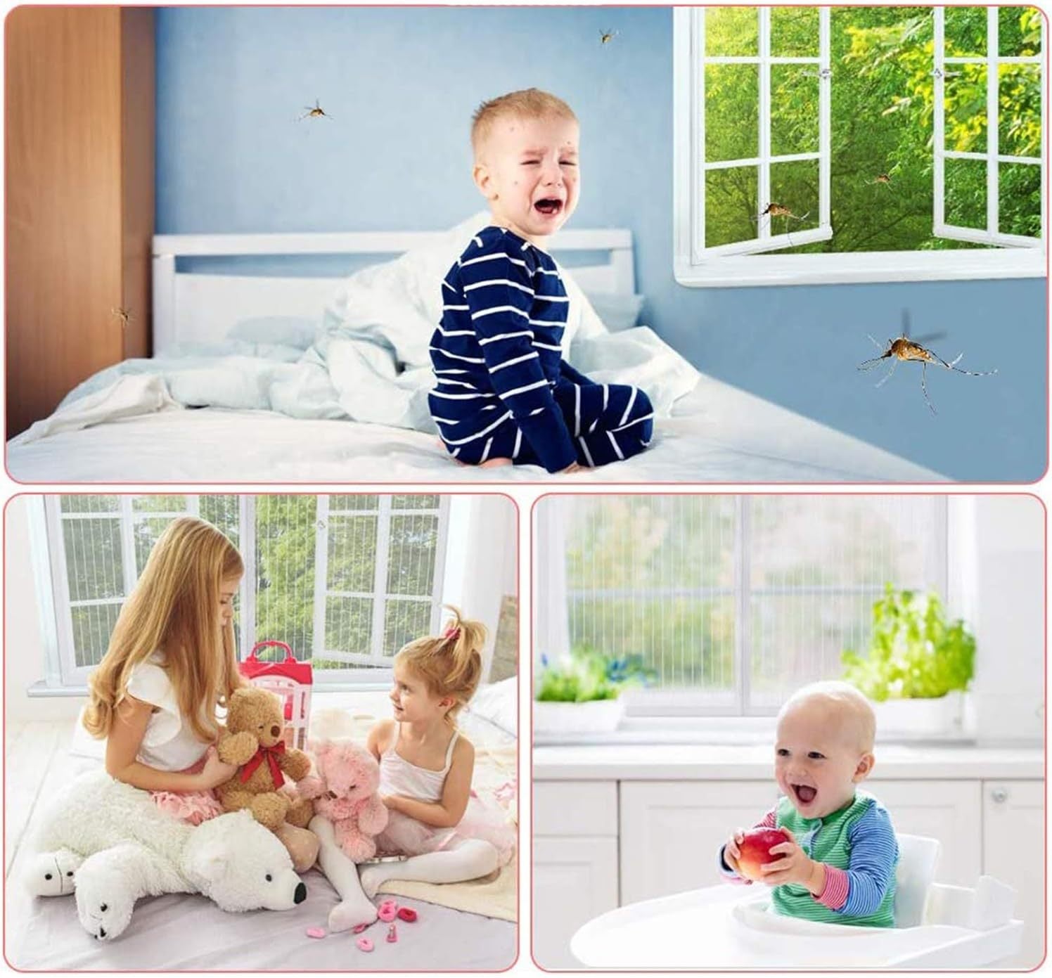 Moustiquaire Fenêtre Magnétique, Polyester Maille Fine Moustiquaire Fenêtre Fermeture Automatique, Sans Percer, Pour La Plupart Des Fenêtres- White-A| 39x70inch(100x180cm
