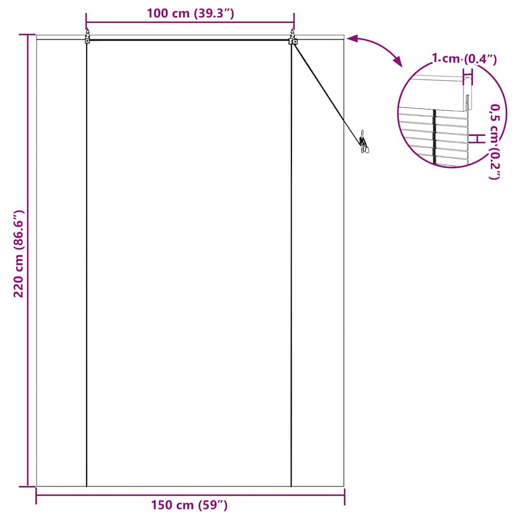 Roleta z zasłonami Brązowy 150 x 220 cm Bambus vidaXL - 3