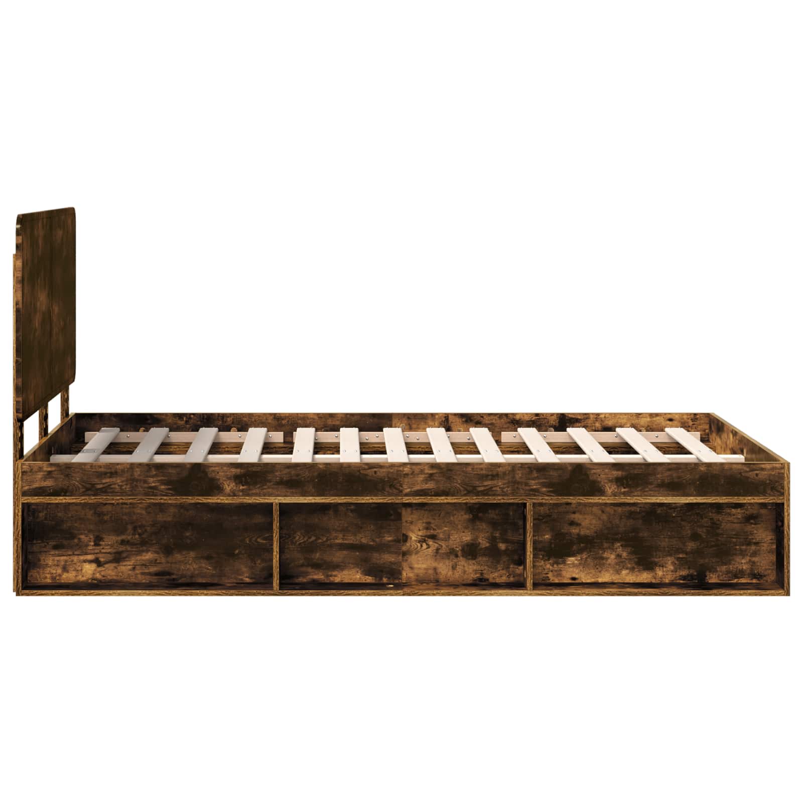 Cadre de lit chêne fumé 135 x 190 cm bois de pin massif - 8