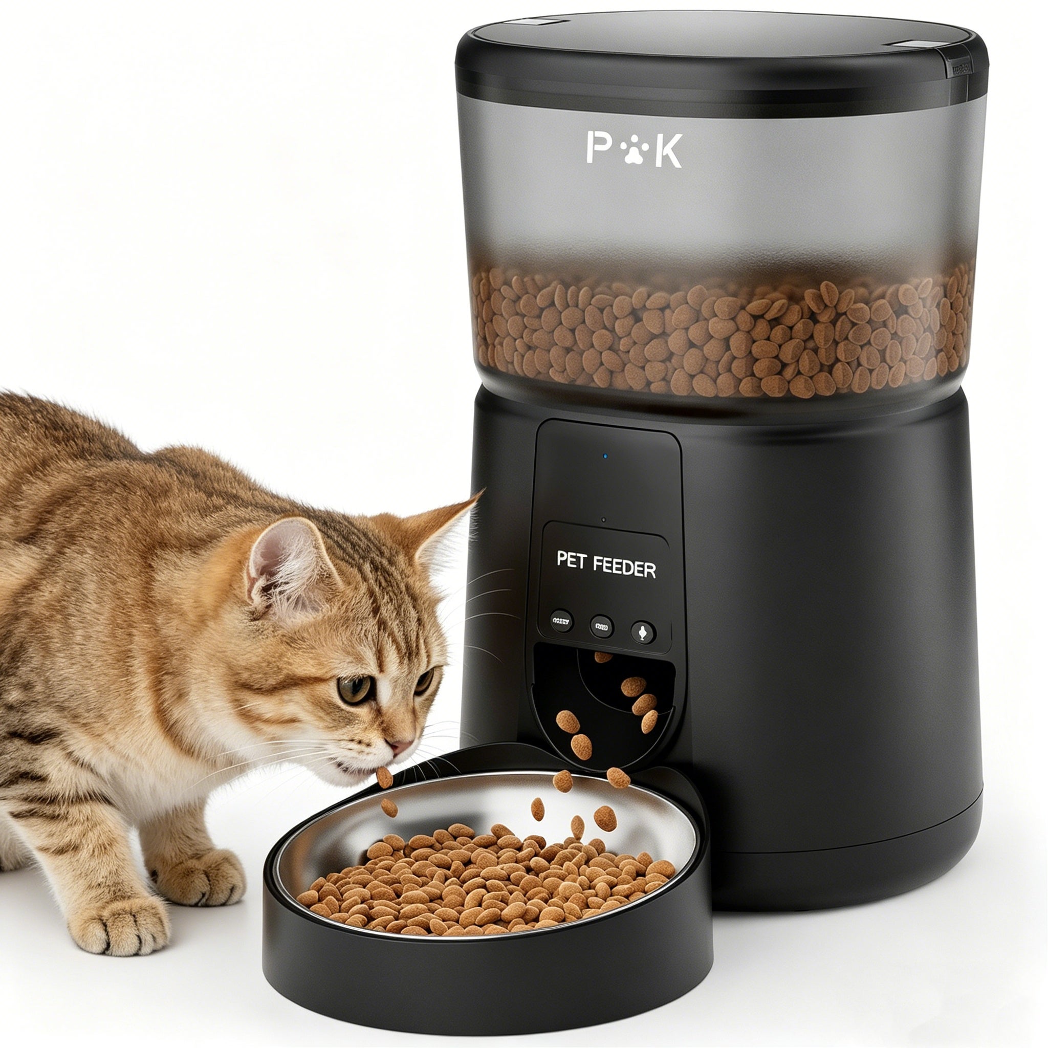 Puppy Kitty Pro Puppy Kitty Pro Puppy Kitty Pro Dispensador Automático De Comida Para Gatos/Perros 4L Wifi Con Control App, Grabación De Voz Negro/Blanco , Leroy Merlin