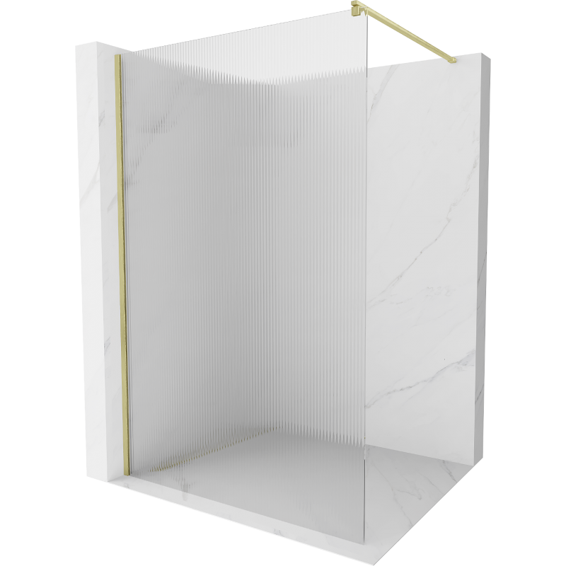 Mexen Kioto ścianka prysznicowa Walk-in 100 x 200 cm, prążki 8 mm, złota szczotkowana - 800-100-101-55-09