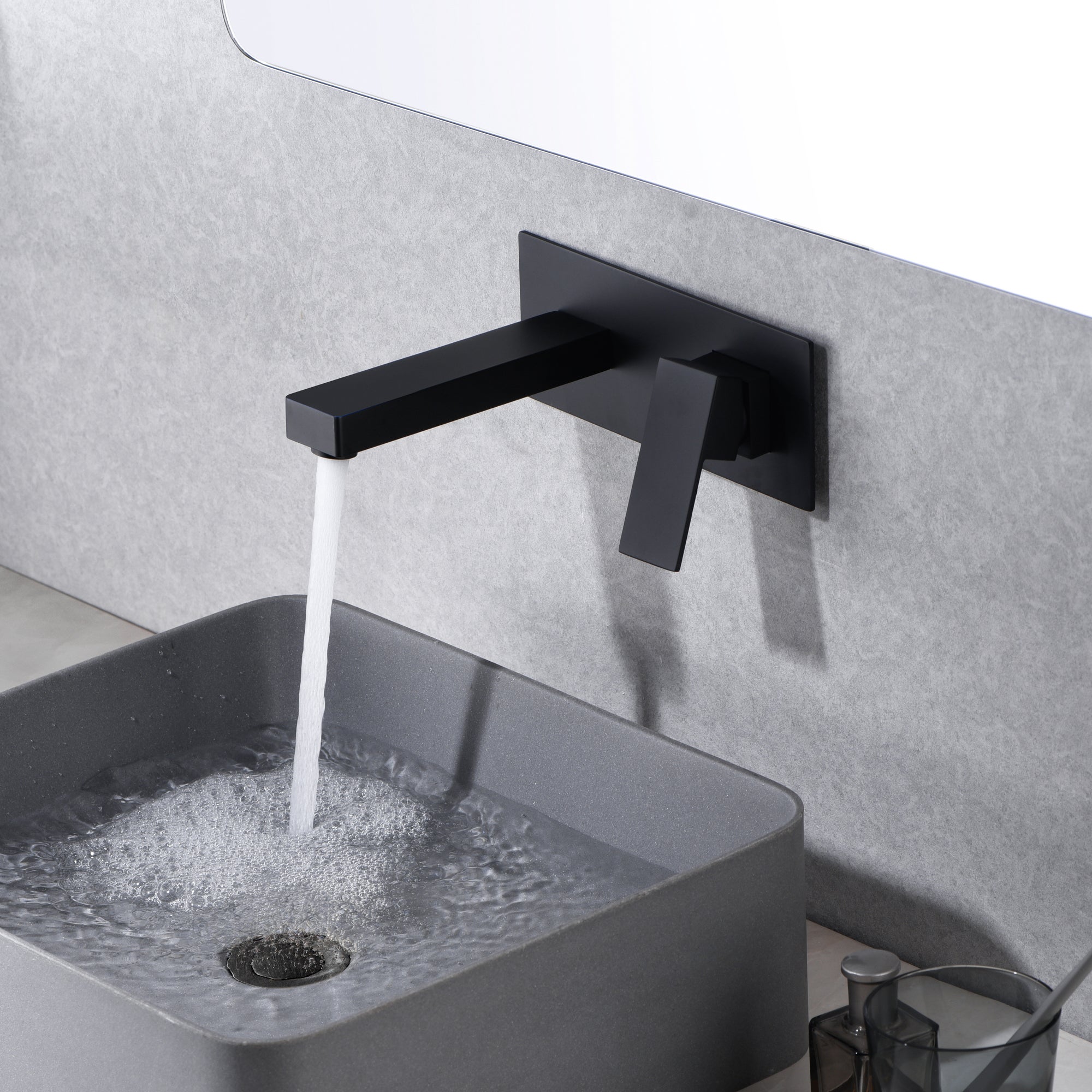 Aolemi Grifo De Bañera De Montaje En Pared En Negro Mate Con Rociador De Mano, Grifo De Ducha De Una Sola Manija, Mezclador De Agua Fría Y Caliente, Grifo De Baño